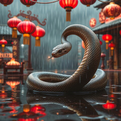 ai images wooden snack shio chinese new year 2025 background