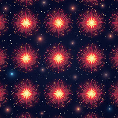 Fototapeta premium Fireworks Night Seamless Pattern - Festive
