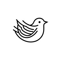 Simple cartoon bird line icon