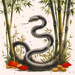 Obraz premium ai images wooden snack shio chinese new year 2025 background