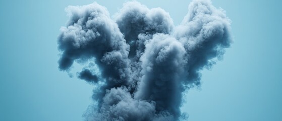 Dense dark smoke plume against a light blue sky.