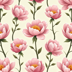 Pink Peony Floral Seamless Pattern - Seamless patterns
