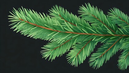 Realistic Spruce Branch with Green Fir Needles Perfect Illustration for Christmas Cards and New Year Party Invitations, Capturing the Essence of the Holiday Spirit in Every Detail