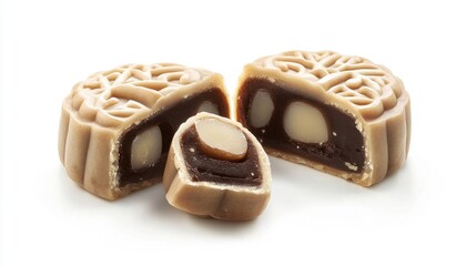 Single Mooncake with Lotus Seed Filling Cut Open