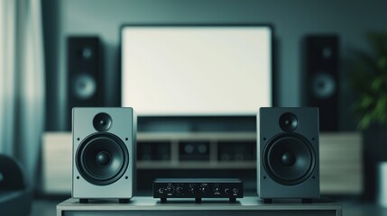 Obraz premium Home Theater Setup: Modern Speakers and Entertainment System