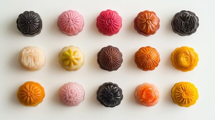 Colorful Mini Mooncakes in Beautiful Arrangement