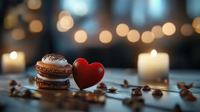 Valentine's lovethemed tea party setup with heartshaped treats in a cozy environment