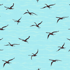 Obraz premium Seamless Pattern: Birds Flying Over Water - Nature patterns