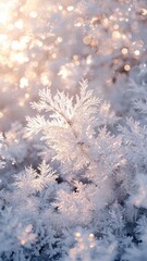Captivating Close-Up of Glistening Snowflakes under Soft Light Capturing the Essence of Winter's Beauty and Delicate Nature in a Frozen Landscape.