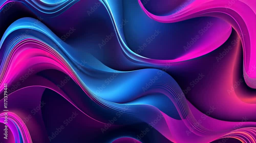 Poster vibrant abstract waves in blue and pink create dynamic visual flow with smooth gradients, enhancing 