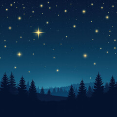 Fototapeta premium Starry Night Forest Silhouette - Dark mode aesthetic