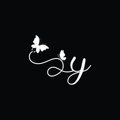 Y Handwritten initial letter, Y simple signature vector logo with butterfly shape variation, beauty, photography letter logo design. Y