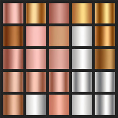 Gold rose, silver, bronze, copper and golden foil texture gradation background