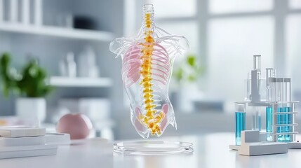 Fototapeta premium Detailed Anatomical Model of Human Spine for Educational Purposes in Medical Science