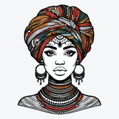 African woman in turban. stock illustration