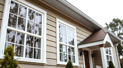 Exterior View of House with Multi-Paned Windows
