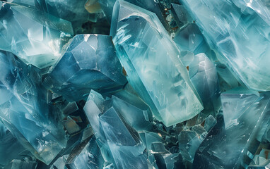 Obraz premium Close Up of Shattered Aquamarine Gemstone Crystals 