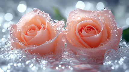 Fototapeta premium rose with water drops