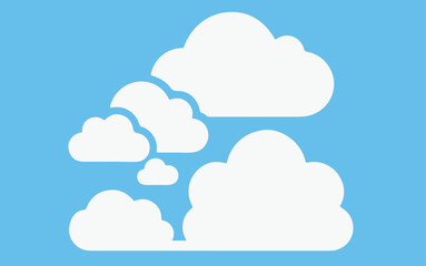 Cloud. Abstract white cloudy set isolated on blue background. Vector illustration
