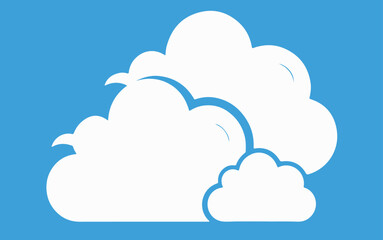 Cloud. Abstract white cloudy set isolated on blue background. Vector illustration