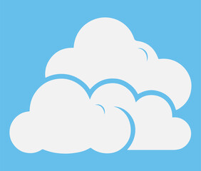 Cloud. Abstract white cloudy set isolated on blue background. Vector illustration