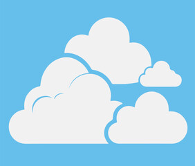 Cloud. Abstract white cloudy set isolated on blue background. Vector illustration