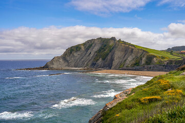 Scenic view on the Bay of Biscay on a sunny day. Basque country
