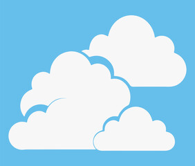 Cloud. Abstract white cloudy set isolated on blue background. Vector illustration