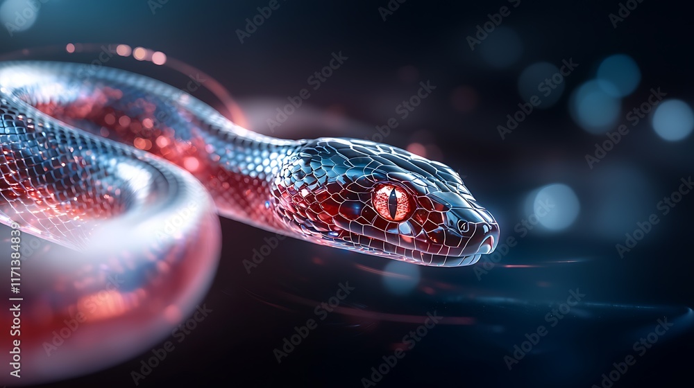 Poster a captivating digital art piece that showcases a surreal mesmerizing fluid abstract serpentine form 