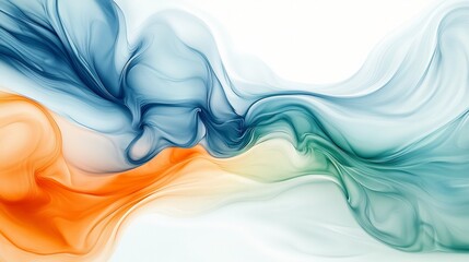 Abstract Fluid Art: Teal, Orange, and White Swirls