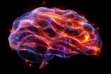 A Digital Illustration of a Human Brain in Detailed and Vibrant Artistic Style