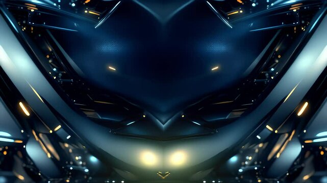 Futuristic sci-fi tech backplate with symmetrical metallic textures and blue lighting, ideal for video intros and title screens