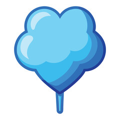 Blue Heart Cotton Candy Vector - Cartoon Clipart & Line Art Design for Microstock Platforms.eps