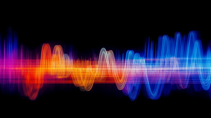 Intertwined light waves creating vibrant abstract design on black background