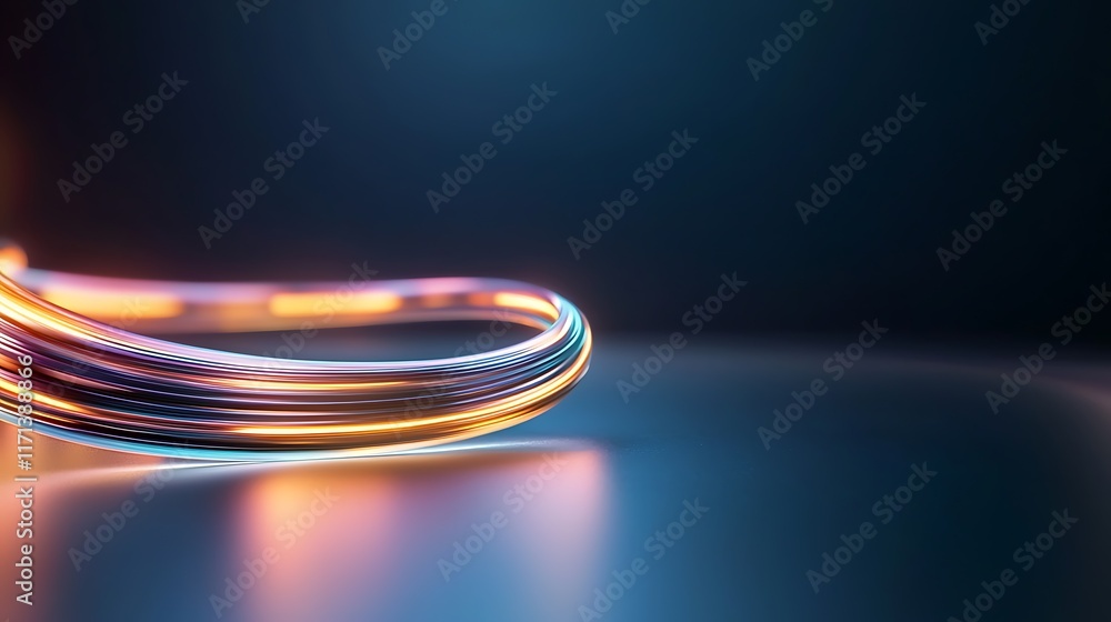 Poster captivating digital abstract artwork featuring a sinuous neon snake trail glowing with a futuristic 