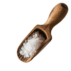Wooden Spoon with Salt on Transparent Background. Generative AI