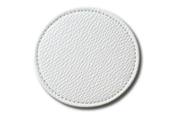 Round leather patch isolated on transparent background. PNG
