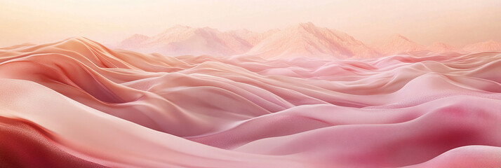 Obraz premium Elegant Abstract Background: Soft Pink and Rose-Brown Gradient with Dusty Beige Tones. AI-Generated Satin Fabric Texture Mimicking Flowing Curtains. Sophisticated Holiday Design for Banners, Flyers, a