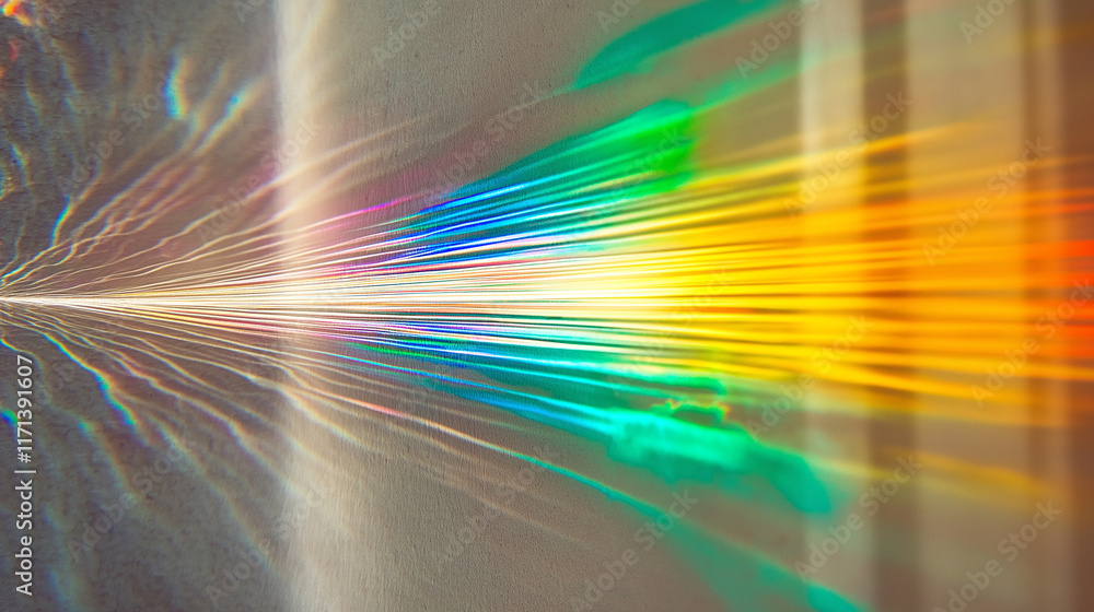 Poster colorful light beams reflecting on textured surface creating abstract pattern