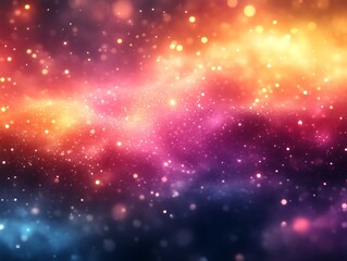 Naklejka premium Colorful nebula with glowing stars and cosmic dust.