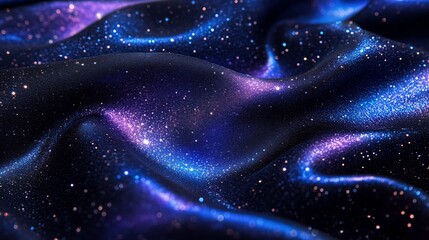 Starry Night Textured Fabric with Glitter Highlights Background - made with Generative AI