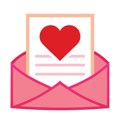 love letter with heart of a vector silhouette
