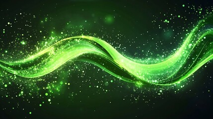 Luminous Green Wave Abstract Art: A Symphony of Light and Energy