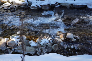 winter river in the mountains, Madesimo, Italy