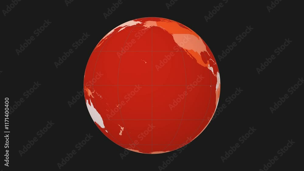 Poster spinning earth. normal sphere view. slow speed planet rotation. colored countries style. world map w