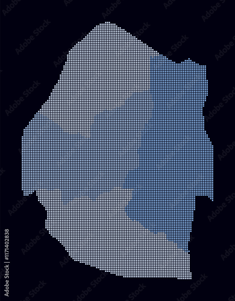 Poster eswatini dotted map. digital style map of the country on dark background. eswatini shape with square