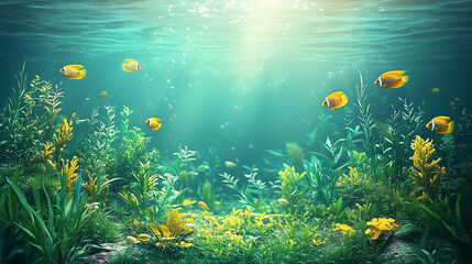 Naklejka premium coral reef and fishes