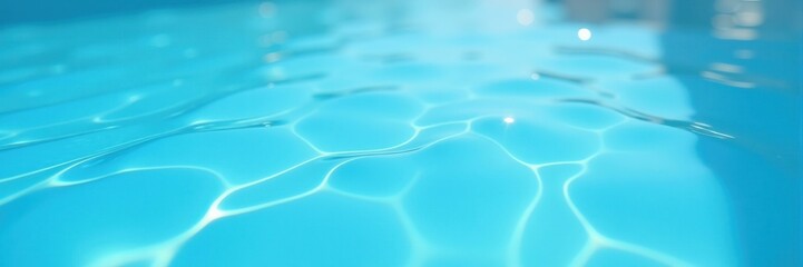 Obraz na płótnie Canvas Close up view on rippling water surface with bright, soft reflections and shades of light blue gives a relaxing, summery feeling. Water texture backdrop for background.