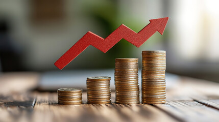 Interest rate hike and economic growth concept with rising arrows
