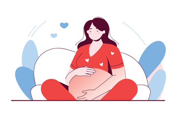  pregnant woman sitting vector illustration